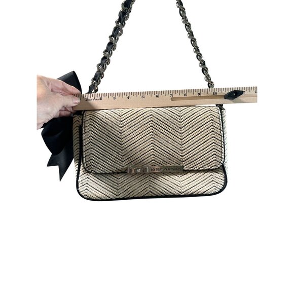 My Flat In London Shoulder Bag, Ivory Chevron Chain Strap and Black Bow Detail - Picture 9 of 10